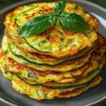 “Crispy zucchini fritters stacked with fresh basil garnish in a Bangalore restaurant”