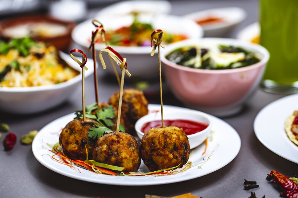 Traditional Indian dishes served in a classic restaurant style