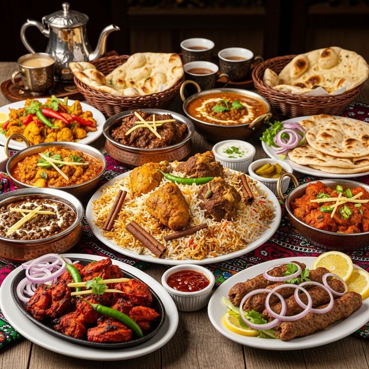 A beautifully arranged spread of traditional Indian food Authentic Indian Traditional Food in Bangalore Restaurant