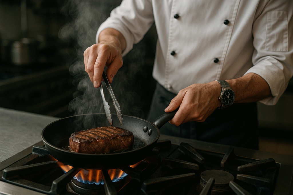Chef cooking in a restaurant kitchen